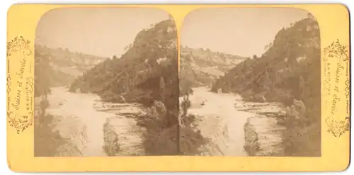 Stereo-Fotografie Adolphe Block, Paris, Ansicht Bellegarde, vue de Pertes du Rhône