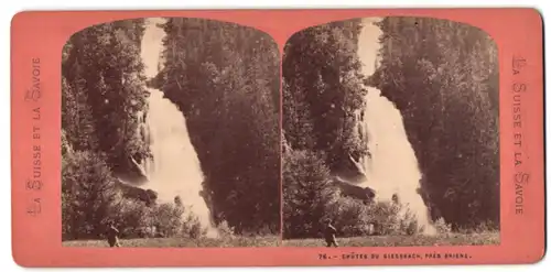 Stereo-Fotografie unbekannter Fotograf, Ansicht Brienz, Blick auf den Giessbachfall, Wasserfall