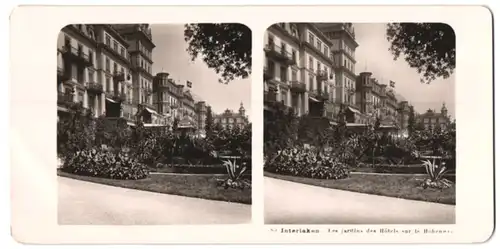 Stereo-Fotografie NPG, Berlin, Ansicht Interlaken, Les jardins des Hotel sur le Höhenweg