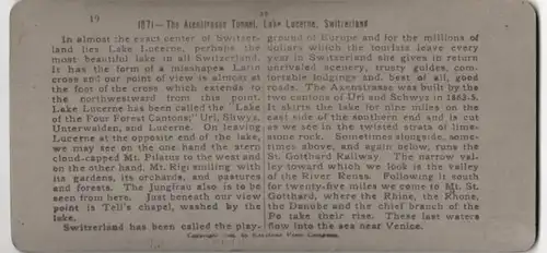 Stereo-Fotografie Keystone View Co., Meadville / PA., Ansicht Flüelen, Tunnel der Axenstrasse am Lake Lucerne