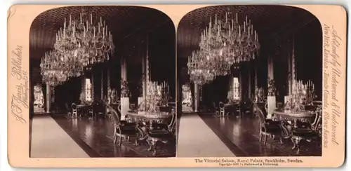 Stereo-Fotografie J. F. Jarvis, Washington D.C., Ansicht Stockholm, der Sieger-Salon im königlichen Palast