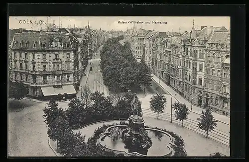 AK Köln-Neustadt, Strasse Kaiser-Wilhelm-und Hansaring mit Restaurant