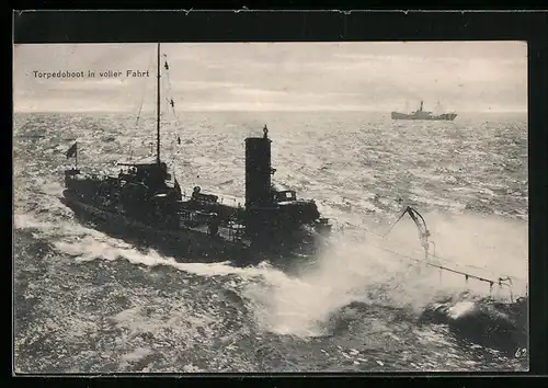 AK Torpedoboot in voller Fahrt