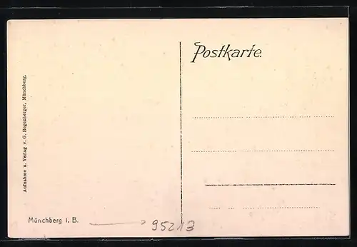 AK Münchberg i. B., Blick auf den Kreuzberg mit Strassenpartie