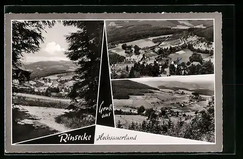 AK Rinsecke /Hochsauerland, Panorama, Teilansicht, Ortspartie