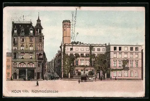 AK Köln a. Rh., Richmodstrasse mit Pferdewagen