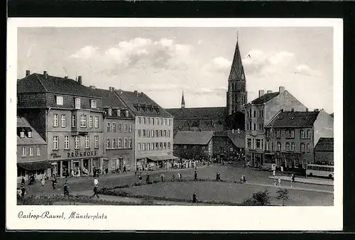 AK Castrop-Rauxel, die Kirche vom Münsterplatz gesehen