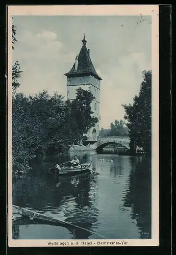 AK Waiblingen, Partie a. d. Rems mit Beinsteiner Tor
