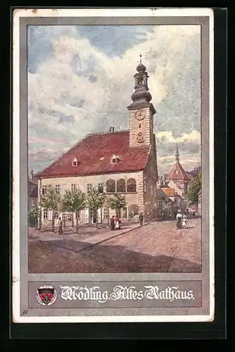 Künstler-AK Rudolf Schmidt: Deutscher Schulverein Nr. 386, Mödling, Altes Rathaus