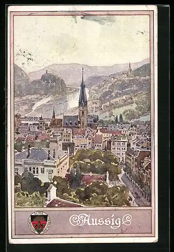 AK Deutscher Schulverein Nr. 225: Aussig, Teilansicht mit Elbtal