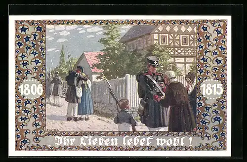 Künstler-AK Ernst Kutzer: Ihr Lieben lebet wohl, Soldaten verabschieden sich