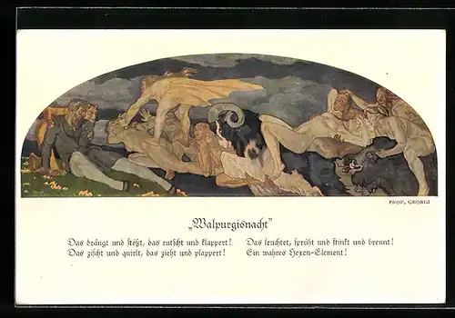 AK Leipzig, Gasthaus Auerbachs Keller, Mädler-Passage, Darstellung Walpurgisnacht