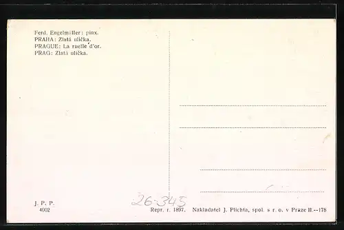 Künstler-AK Ferdinand Engelmüller: Prag, Zlatá ulicka