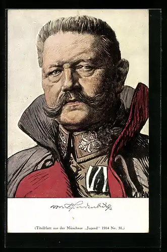 AK Porträt Generalfeldmarschall Paul von Hindenburg in Uniform