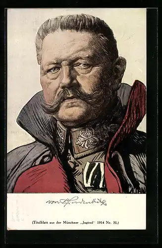 Künstler-AK Angelo Jank: Portrait von Paul von Hindenburg
