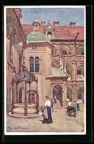 Künstler-AK Hans Götzinger: Graz, Hof im Landhaus
