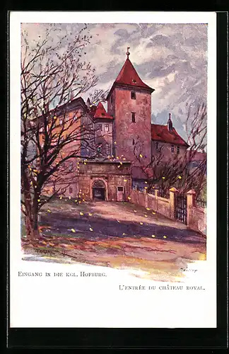 Künstler-AK Ferdinand Engelmüller: Eingang in die königliche Hofburg