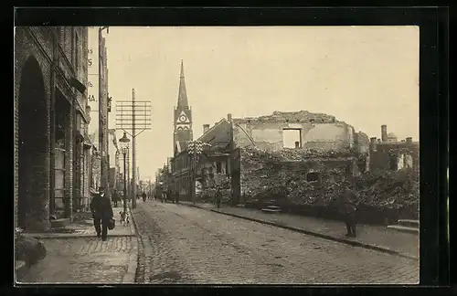 AK Mitau, Katholische Strasse mit Ruine