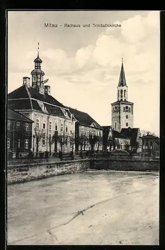 AK Mitau, Rathaus und Trinitatiskirche