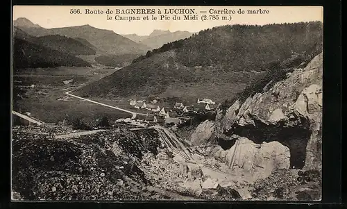 AK Luchon, Carriere de MArbre de Campan et le Pic du Midi
