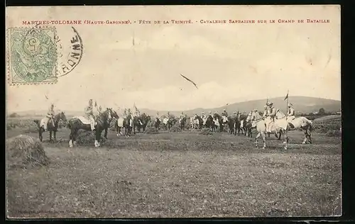 AK Martres-Tolosane, Fête de la Trinité, Cavalerie Sarrazine sur le Champ de Bataille