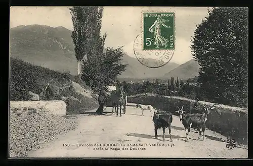 AK Luchon, La Route de la Vallée du Lys aprés le Poste des Douanes