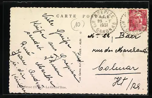 AK Grépiac, La Grand`Rue, Strassenpartie