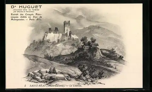 Künstler-AK Saint-Béat, Les Pyrénées, Le Château