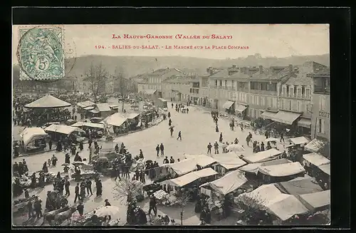 AK Salies-du-Salat, Le Marché sur la Place Compans