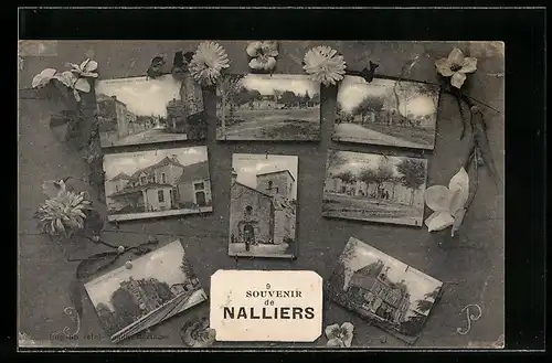 AK Nalliers, Le Château, Place du Marche, L`Eglise