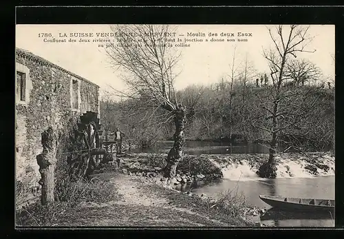 AK Mervent, Moulin des deux Eaux, Confluent des deux rivières: La Mère et le Vent