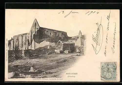 AK Maillezais, L`ancienne abbaye, Vue prise du port