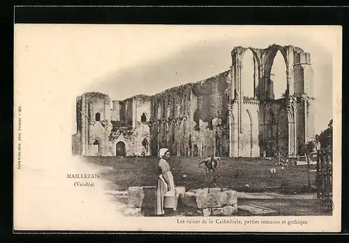 AK Maillezais, Les ruines de la Cathédrale, Parties romanes et gothique