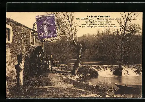 AK Mervent, Moulin des Deux Eaux, Confluent de deux rivières: la Mère et le Vent
