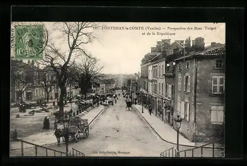 AK Fontenay-le-Comte, Perspective des Rues Turgot et de la République