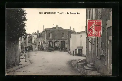AK Maillezais, La Grande Rue, Strassenpartie
