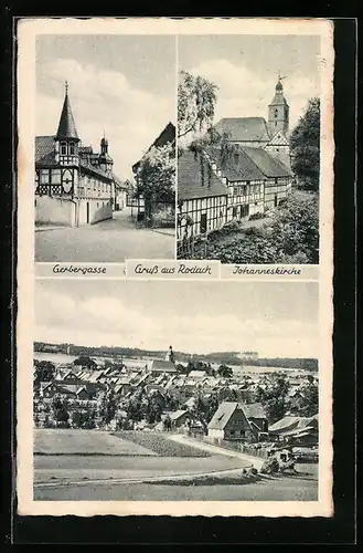 AK Rodach, Gerbergasse, Johanneskirche, Totalansicht