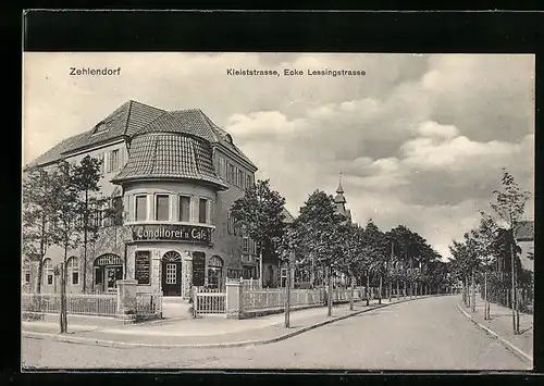 AK Berlin-Zehlendorf, Kleiststrasse Ecke Lessingstrasse mit Cafe