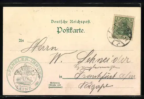 AK Mainz, Erinnerung an den 2. Verbandstag hessischer Spenglermeister und Installateure 1903, Gutenbergplatz