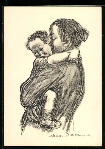 Künstler-AK Käthe Kollwitz: Arbeiterfrau mit Knaben auf dem Arm