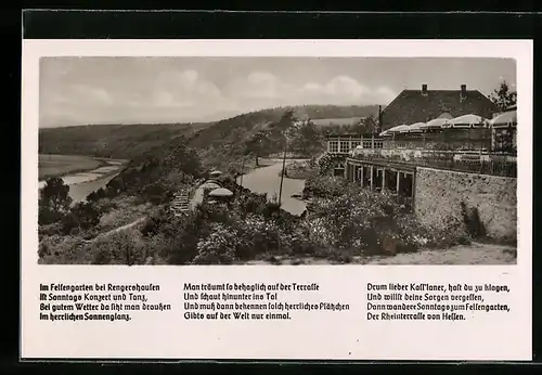 AK Rengershausen, Gasthaus Felsengarten mit Blick in das Fuldatal