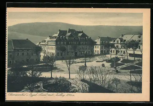 AK Oberwiesenthal i. Erzgeb., Markt mit Keilberg