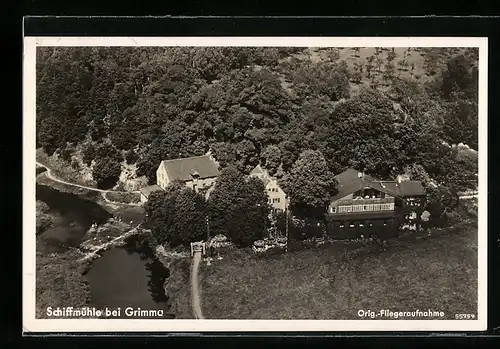 AK Grimma, Fliegeraufnahme von der Schiffmühle