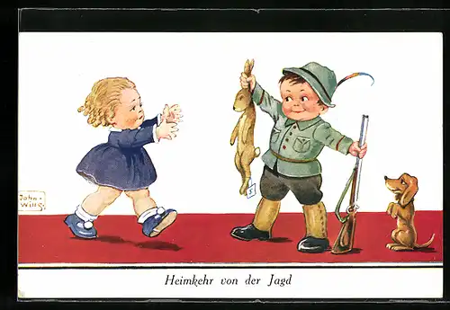Künstler-AK John Wills: Heimkehr von der Jagd