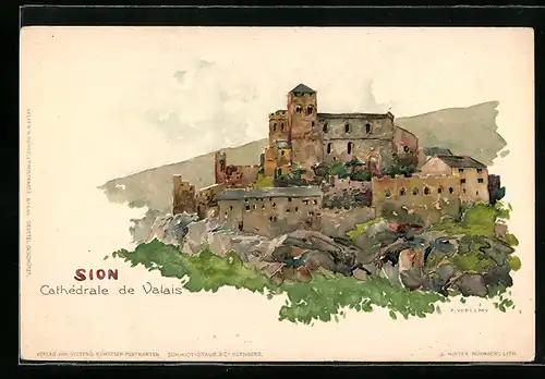 Künstler-AK Fritz Voellmy: Sion, Burg