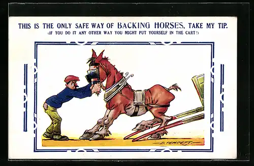 Künstler-AK Douglas Tempest: Mann mit seinem Pferd