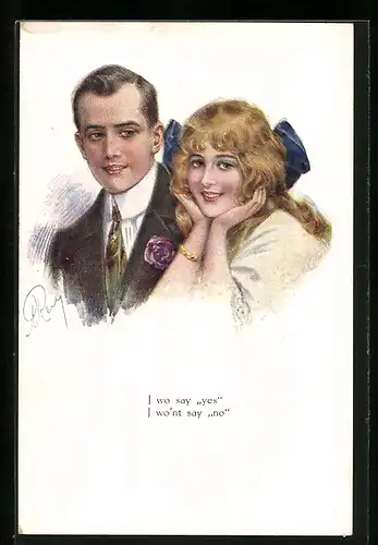 Künstler-AK A.Remy: Ich würde ja sagen und nicht nein sagen