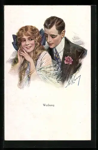 Künstler-AK A.Remy: Mann wirbt um die Dame