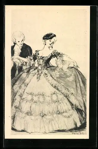 Künstler-AK Hela Peters: Edle Frau in prachtvollem Kleid