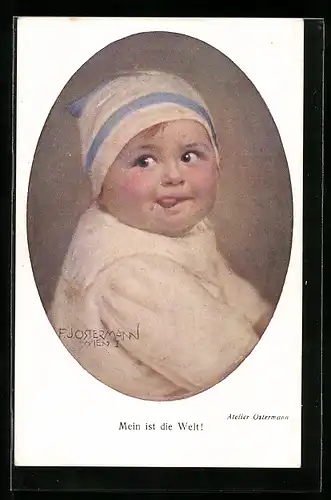 Künstler-AK F. J. Ostermann: Kleines Kind mit Mütze